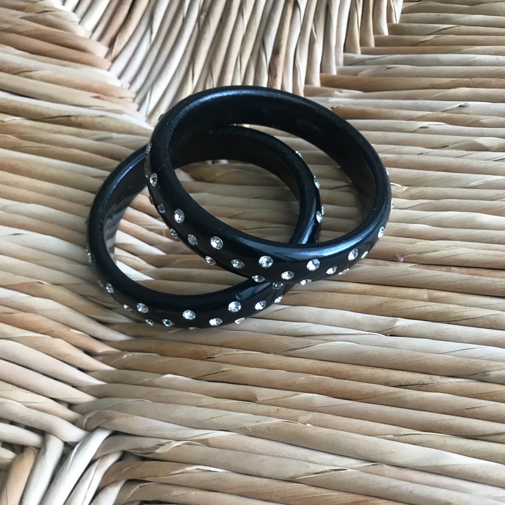 Black Rhinestone Bangles - Picture 2 of 2